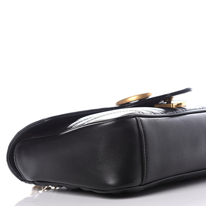 Gucci Calfskin Matelasse Small GG Marmont Shoulder Bag Black 9 of 11