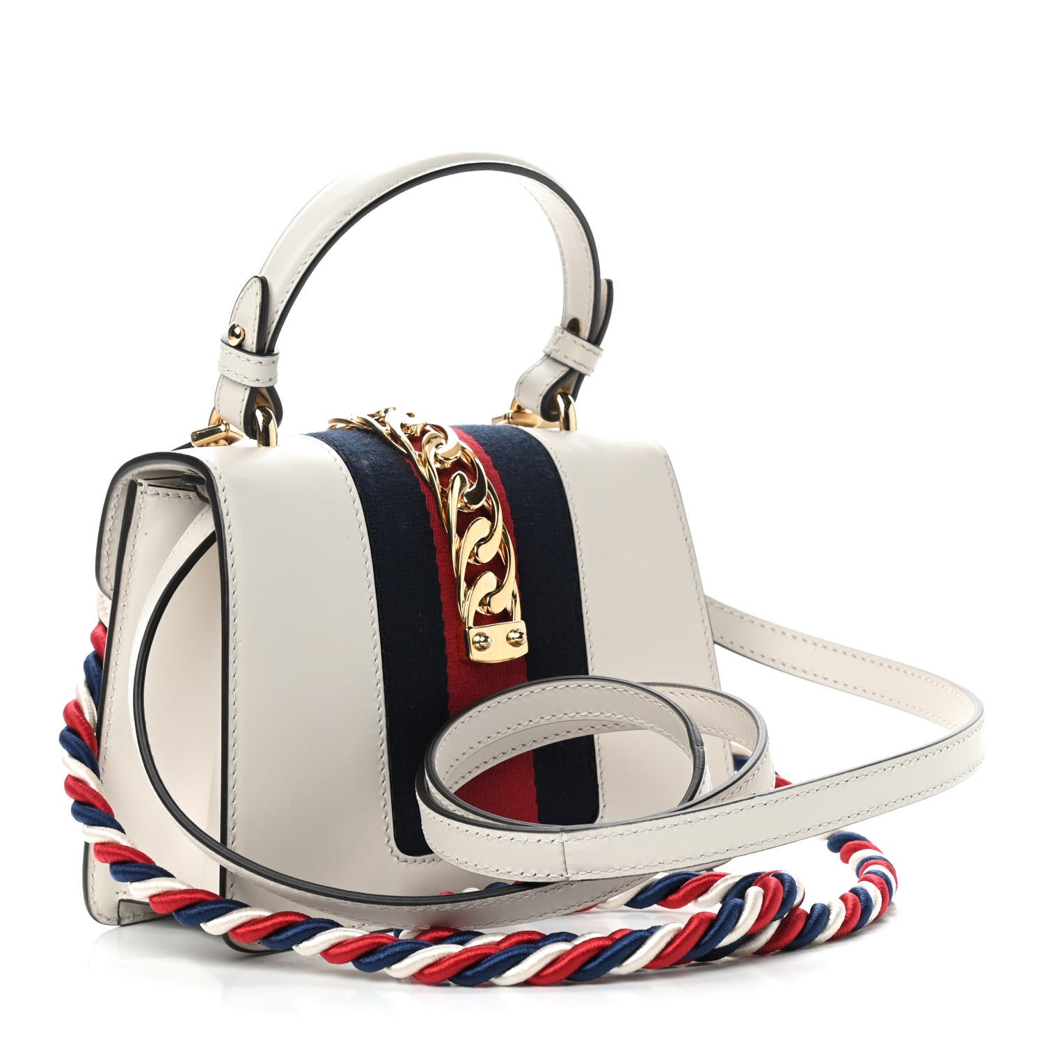 Gucci Calfskin Mini Sylvie Top Handle Bag White 3 of 10