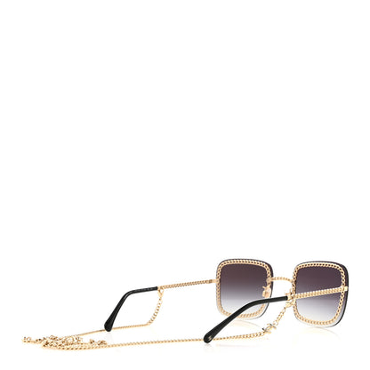Chanel Metal Removable Chain Square Sunglasses 4244  Black 4 of 8
