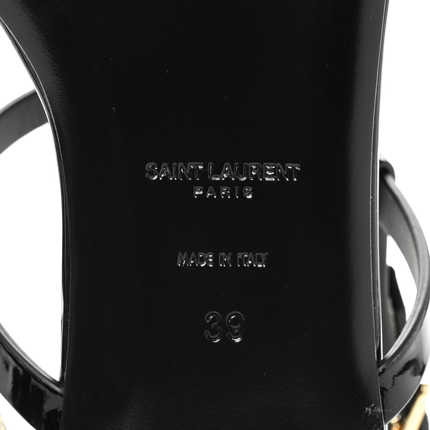 Saint Laurent Patent Calfskin Cassandra Monogram Sandals 39 Black 6 of 8