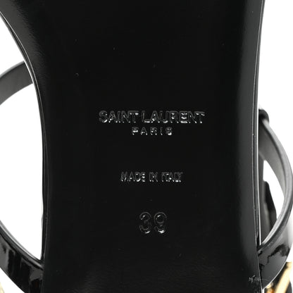 Saint Laurent Patent Calfskin Cassandra Monogram Sandals 39 Black 6 of 8