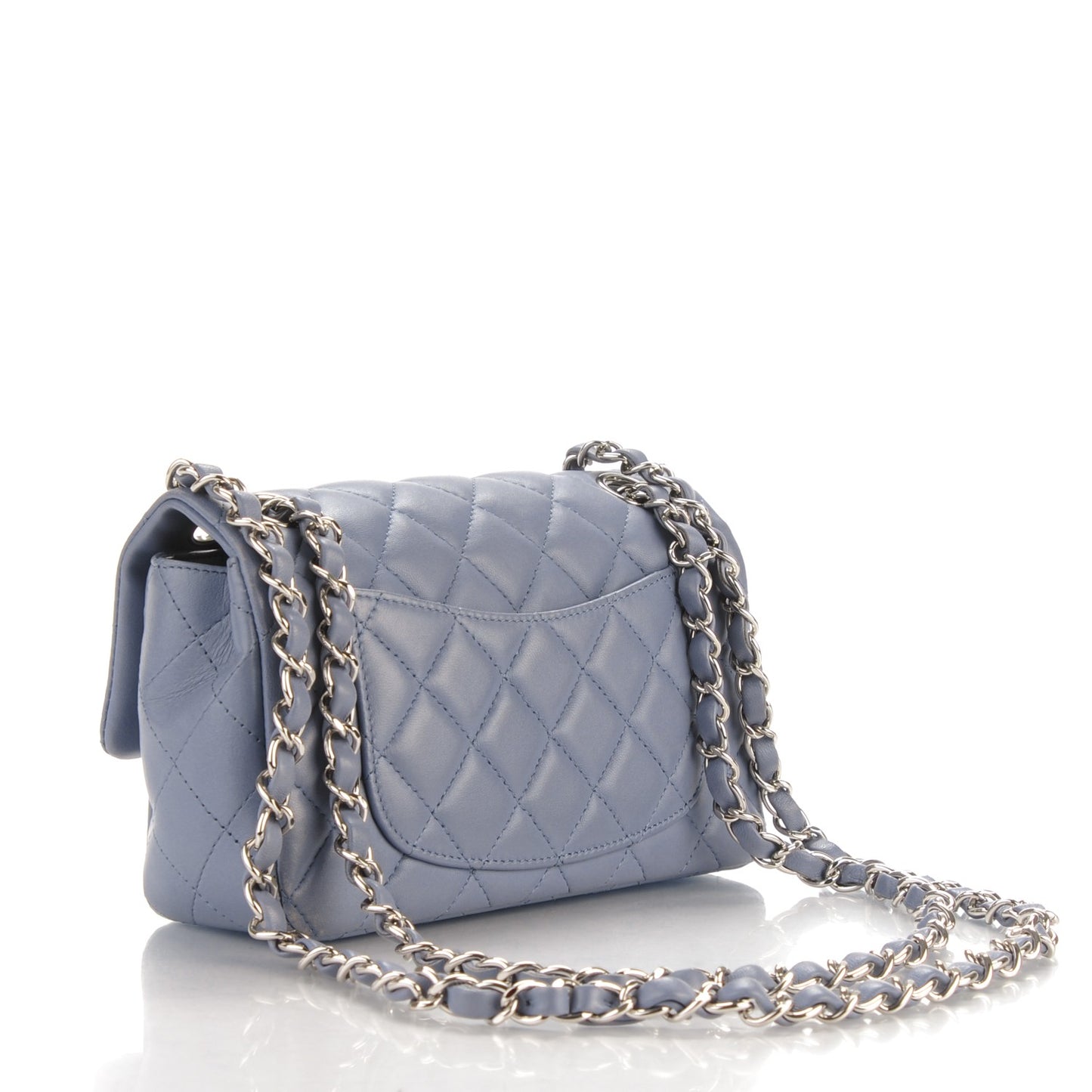 Lambskin Quilted Mini Rectangular Flap Purple