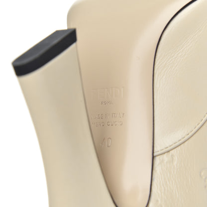 Fendi Vitello Karligraphy Embossed FFreedom High Heel Ankle Boots 40 White 6 of 11