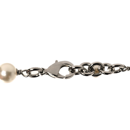 Chanel Graduated Pearl Crystal CC Long Necklace Silver 4 of 5