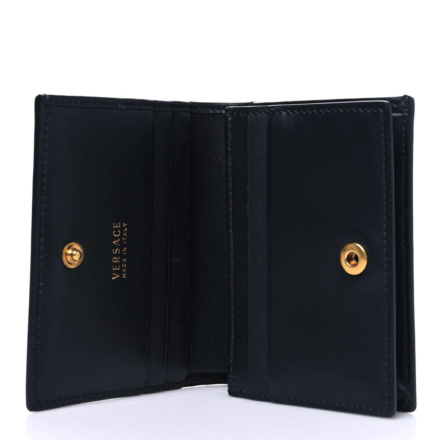 Calfskin Medusa Barocco Rodeo Print Card Holder Wallet Black Multicolor