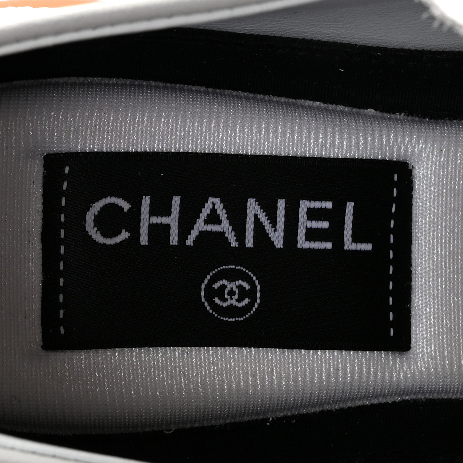 Chanel Calfskin Embossed Suede Womens CC Sneakers 37 White Black 7 of 8