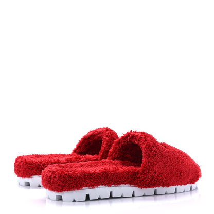 Prada Terry Cloth Logo Lug Sole 20mm Slide Sandals 40 Rosso Black 4 of 10