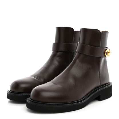 Valentino Garavani Calfskin VLogo Locker 40mm Ankle Boots 36.5 Brown 4 of 12