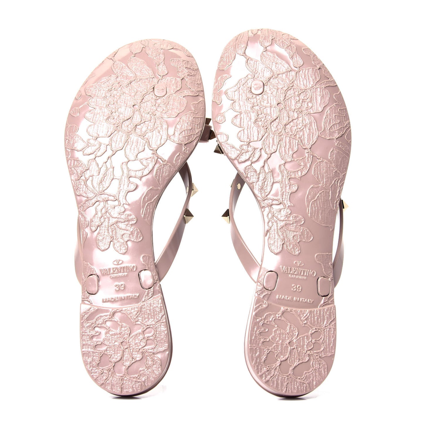 PVC Jelly Rockstud Bow Thong Sandals 39 Poudre