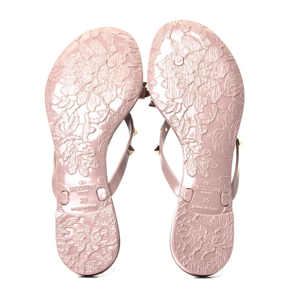 Valentino Garavani PVC Jelly Rockstud Bow Thong Sandals 39 Poudre 10 of 11