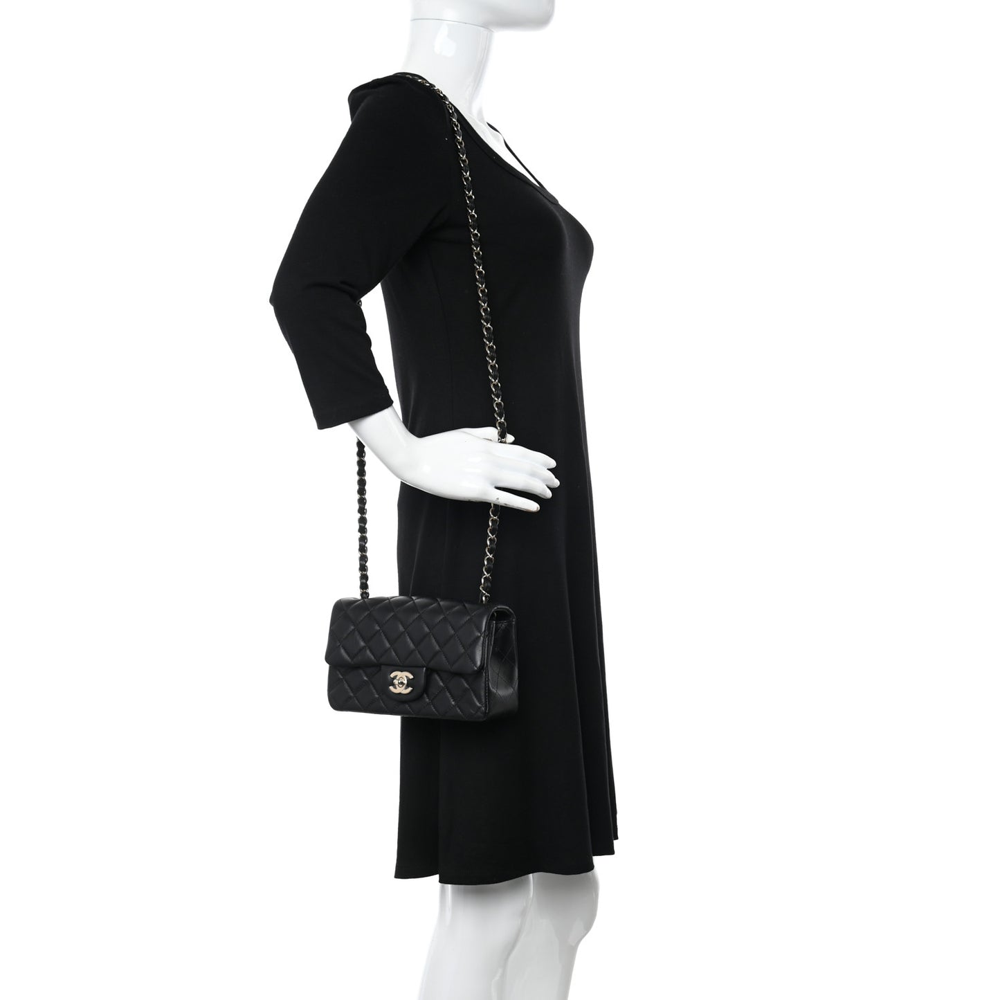 Lambskin Quilted Mini Rectangular Flap Black