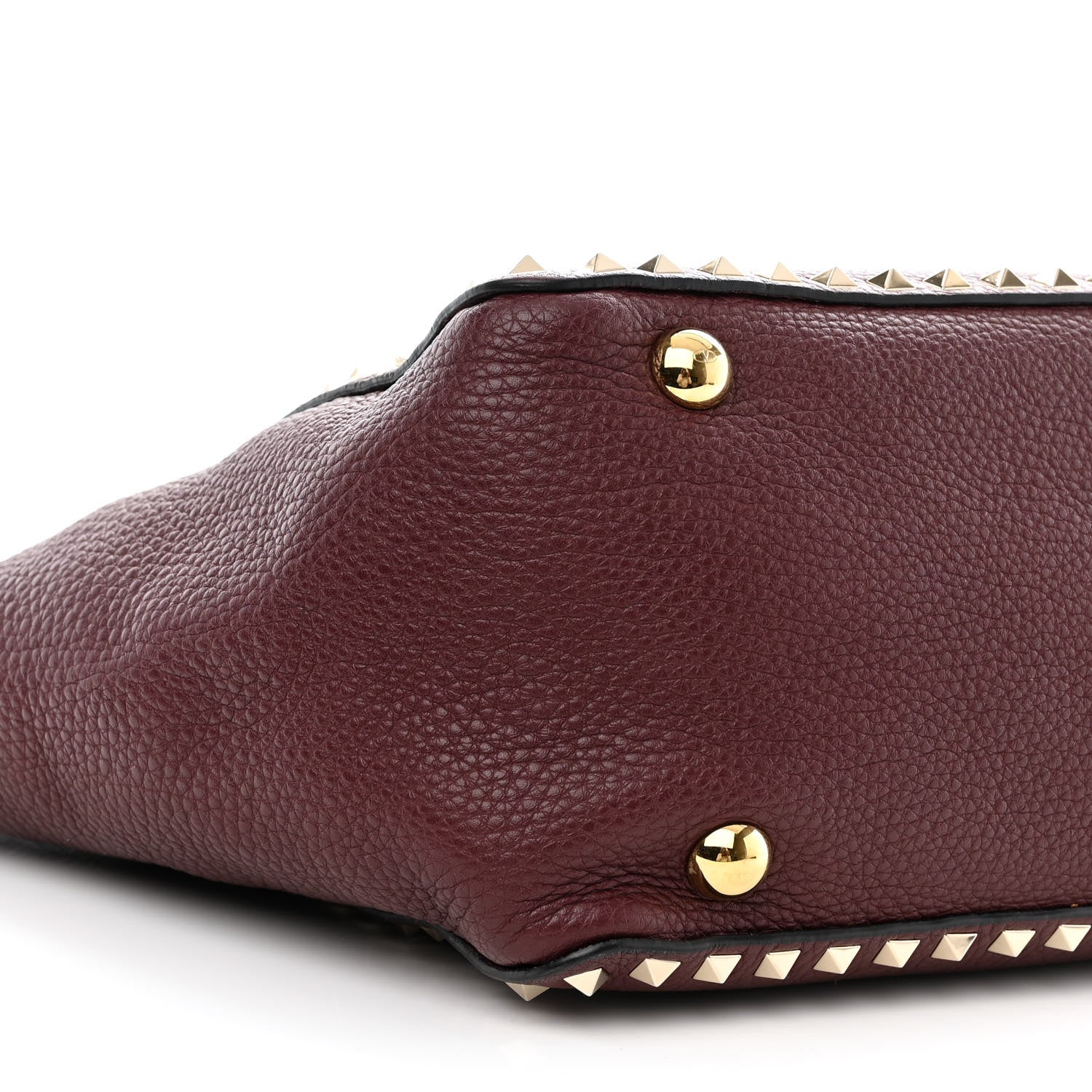 Valentino Garavani Pebbled Calfskin Medium Rockstud Tote Rubin 8 of 9
