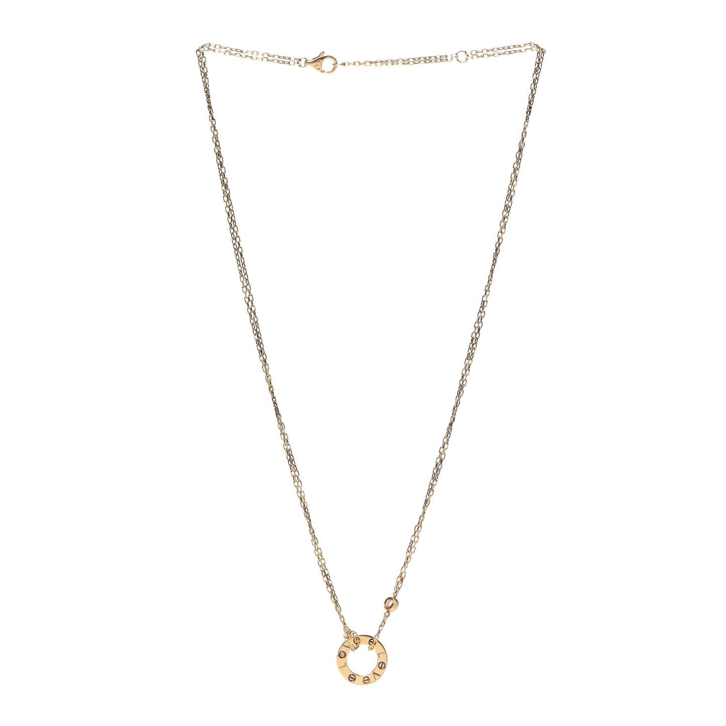 18K Yellow Gold 2 Diamond LOVE Necklace