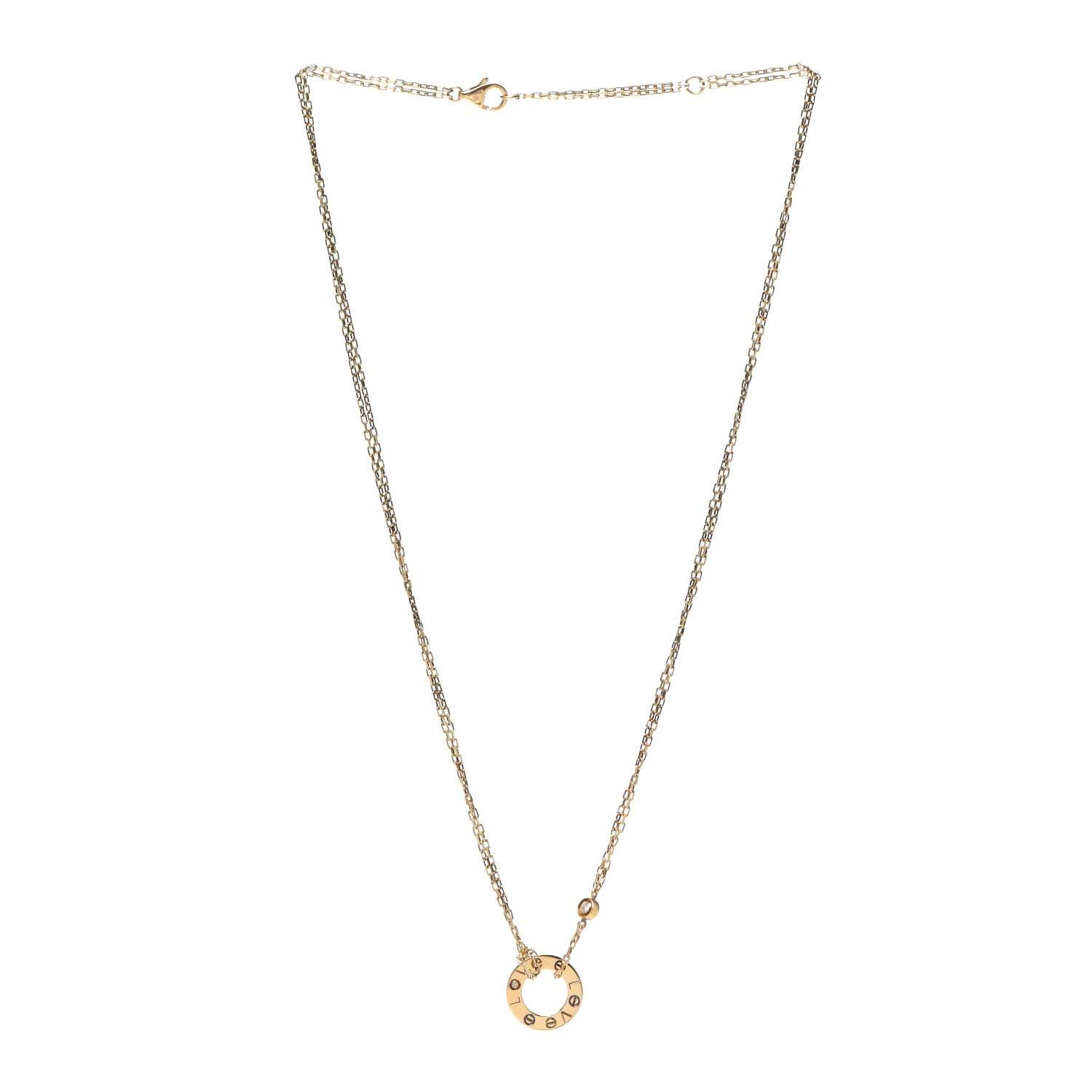 Cartier 18K Yellow Gold 2 Diamond LOVE Necklace 3 of 7