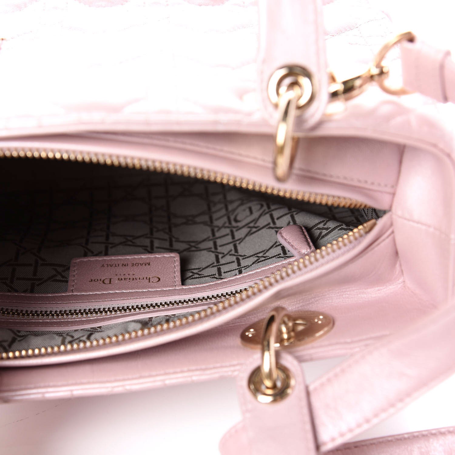 Christian Dior Pearly Lambskin Cannage Medium Lady Dior Lotus 6 of 15