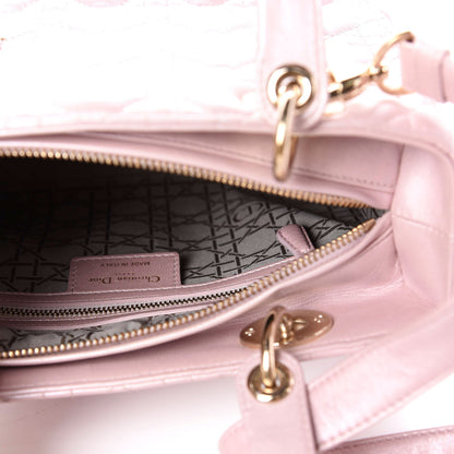 Christian Dior Pearly Lambskin Cannage Medium Lady Dior Lotus 6 of 15