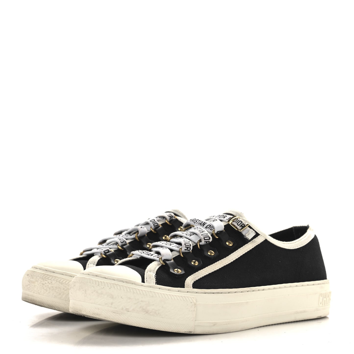 Canvas Walk'N'Dior Low Top Sneakers 37.5 Black