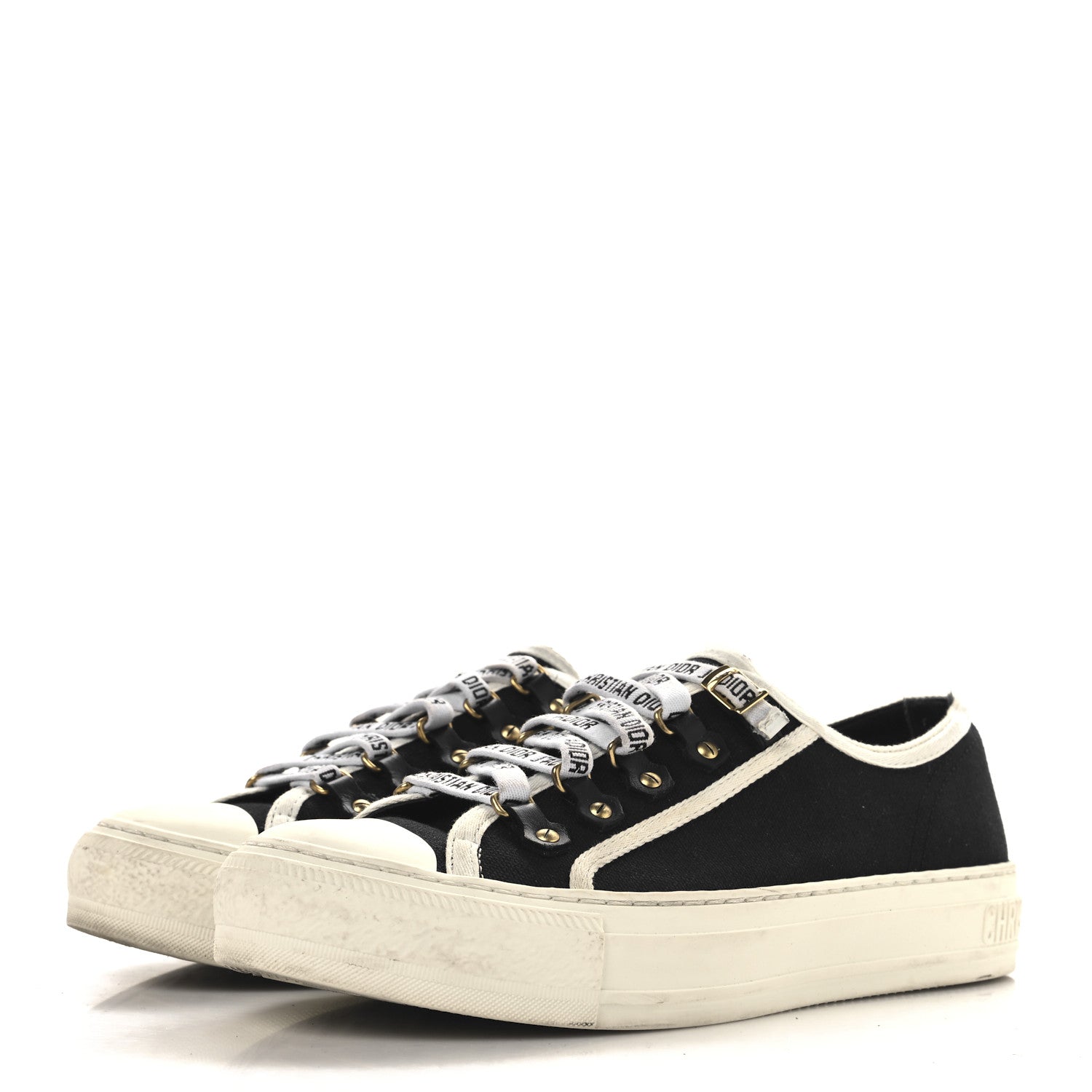 Christian Dior Canvas Walk'N'Dior Low Top Sneakers 37.5 Black 4 of 9
