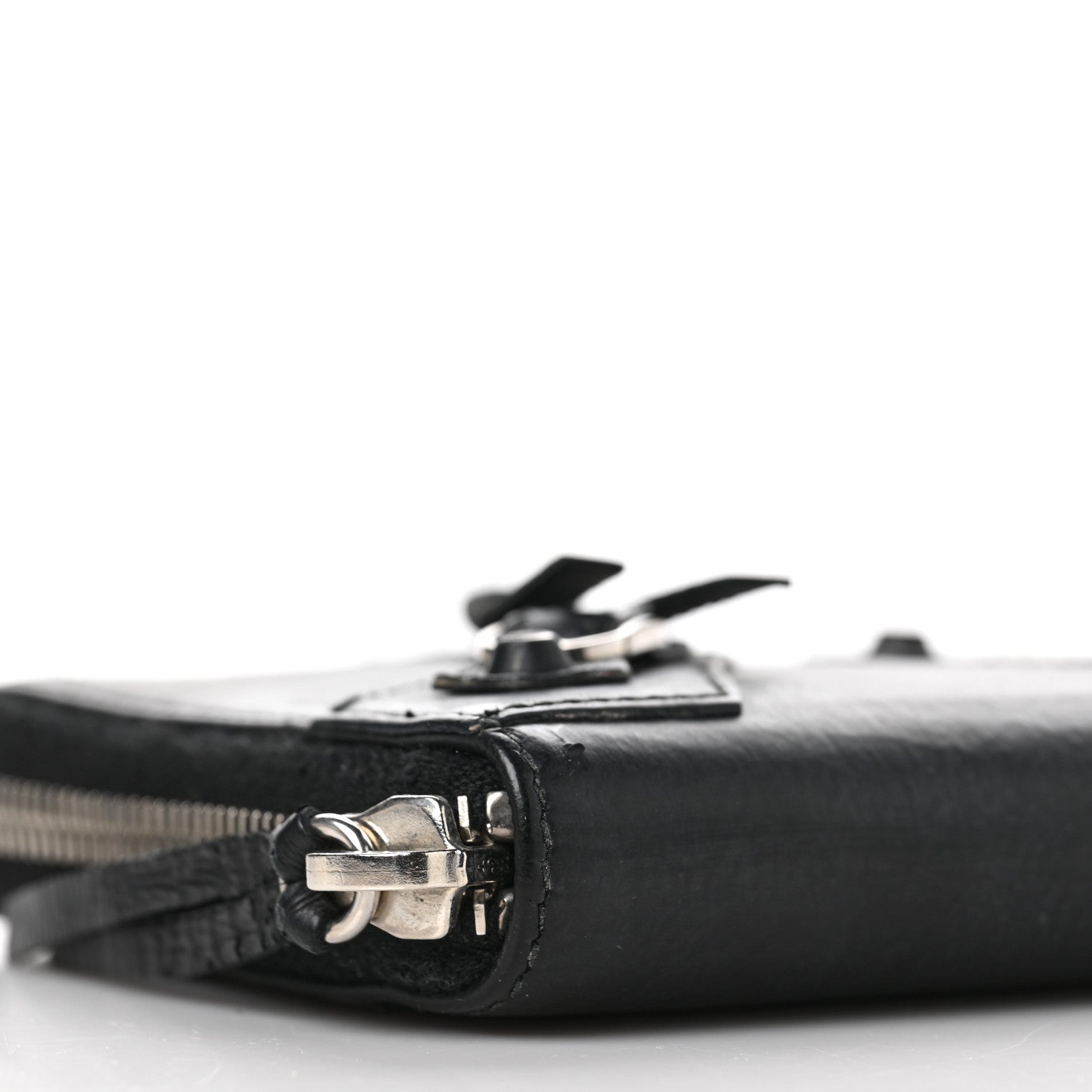 Balenciaga Matte Goatskin Rubber Covered Classic Hardware Continental Zip Around Wallet Black 7 of 10