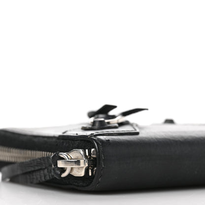 Balenciaga Matte Goatskin Rubber Covered Classic Hardware Continental Zip Around Wallet Black 7 of 10