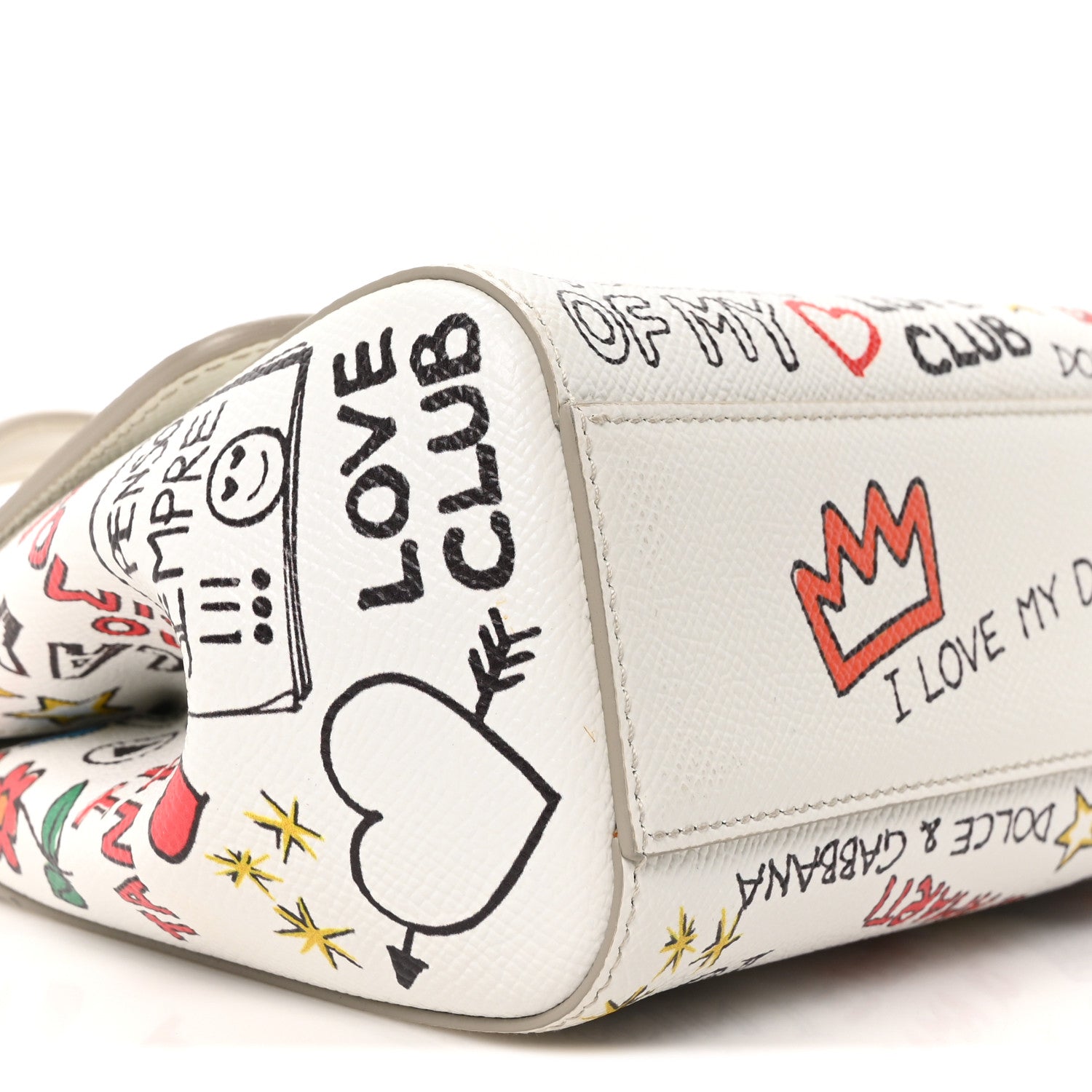 Dolce & Gabbana Dauphine Graffiti Printed Small Miss Sicily Satchel White 8 of 9