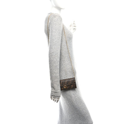 Fendi Vitello Soft F is Fendi Bi-Color FF 1974 Embossed Continental Envelope Wallet On Chain Maya Black 2 of 10