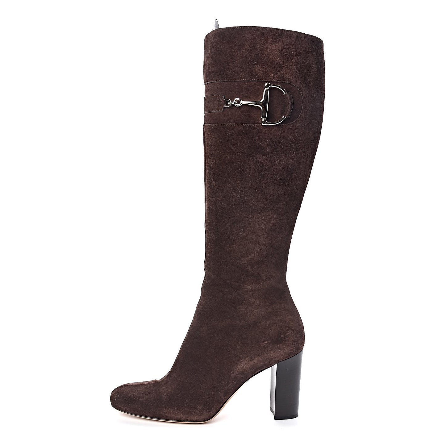 Suede Horsebit Knee High Boots 40.5 Brown