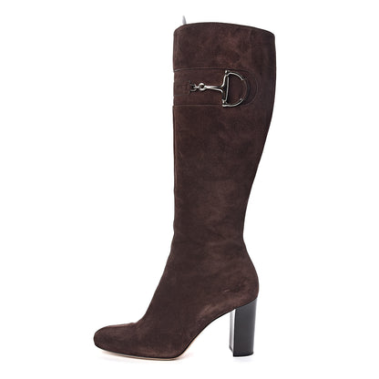 Gucci Suede Horsebit Knee High Boots 40.5 Brown 1 of 11