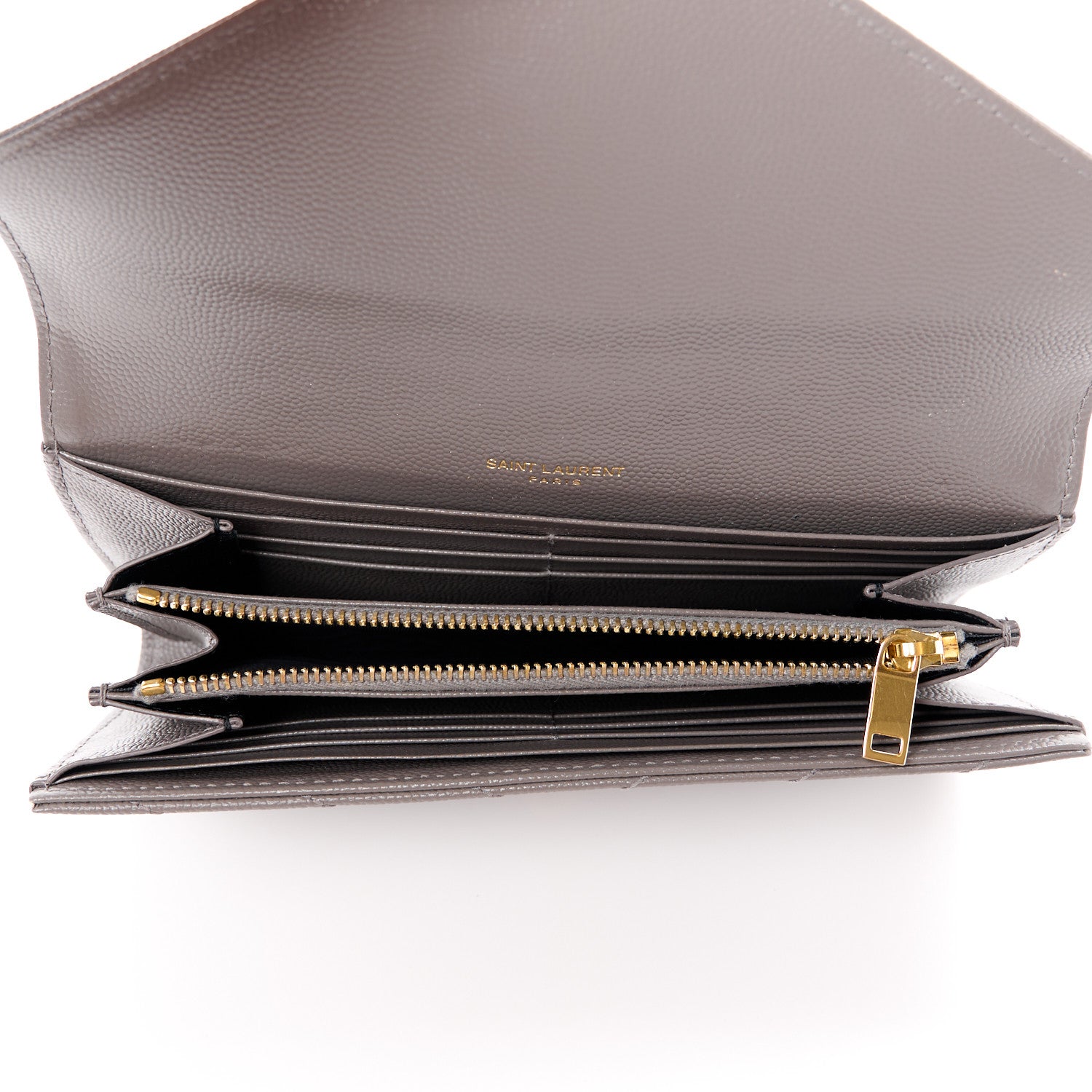 Saint Laurent Grain De Poudre Matelasse Chevron Monogram Flap Wallet Storm 5 of 15