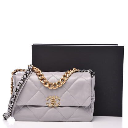 Chanel Goatskin Quilted Large 19 Flap Grey 11 of 11