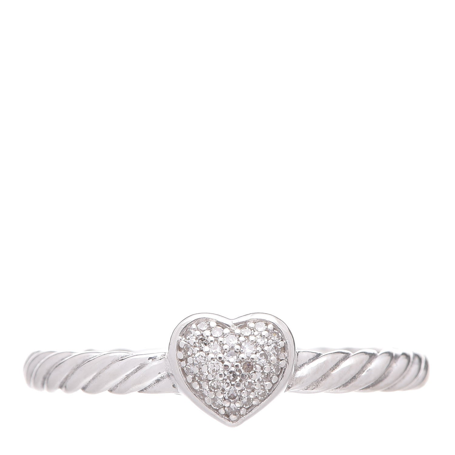 David Yurman Sterling Silver Diamond Cable Classics Ring 57 8 1 of 5