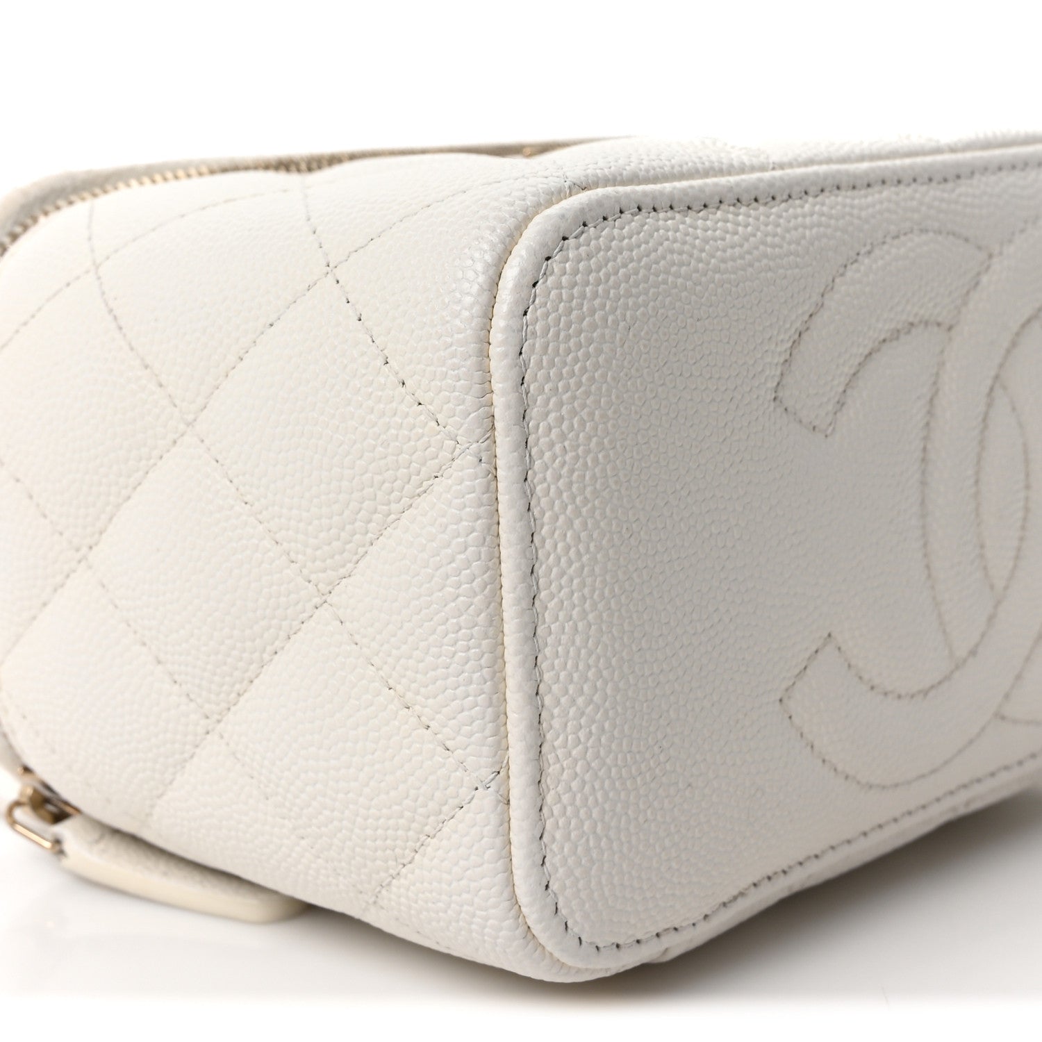 Chanel Caviar Quilted Small Vanity Case With Chain White 9 of 10