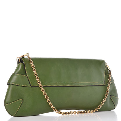 Gucci Calfskin Horsebit Chain Clutch Green 3 of 13