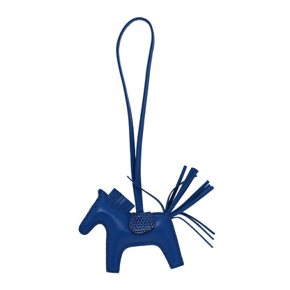 Hermes Milo Lambskin Lizard Touch Grigri Rodeo Horse Bag Charm PM Bleu France Bleu Saphir 1 of 3
