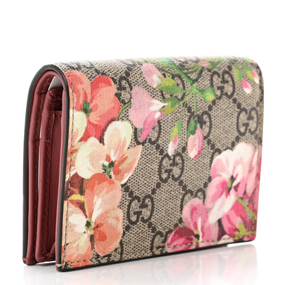 Gucci GG Supreme Monogram Blooms Card Case Wallet Beige Multicolor Dry Rose 2 of 6