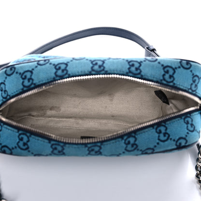 Gucci Monogram Multicolor Matelasse Diagonal Small GG Marmont Chain Shoulder Bag Light Blue 5 of 13