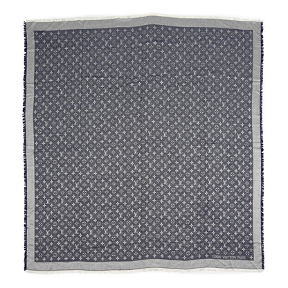 Louis Vuitton Silk Wool Monogram Denim Shawl Blue 1 of 5