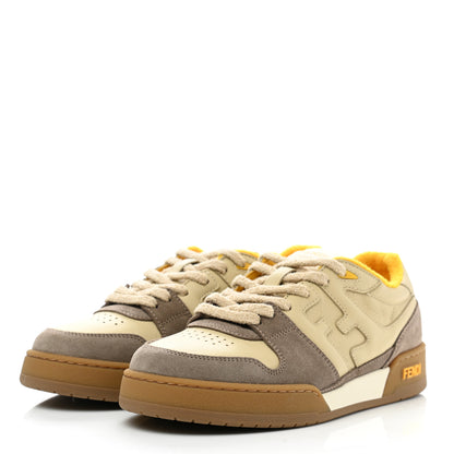 Fendi Calfskin Suede Fendi Match Low Top Sneakers 41 Dodo Straw Yellow 3 of 8