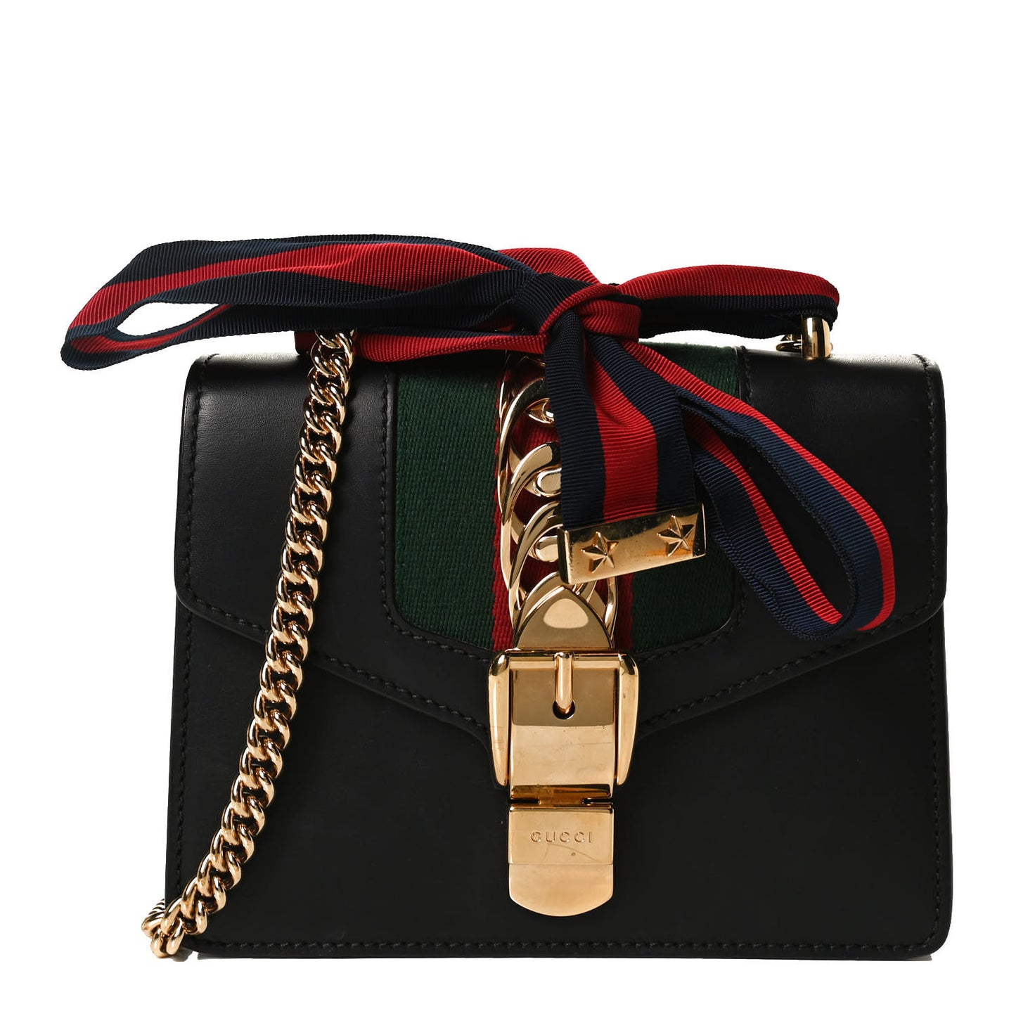 Calfskin Mini Sylvie Chain Shoulder Bag Black
