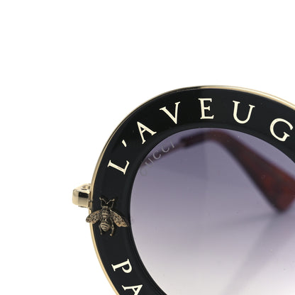 Gucci Metal L'Aveugle Par Amour Round Frame Sunglasses GG0113S Black 7 of 8