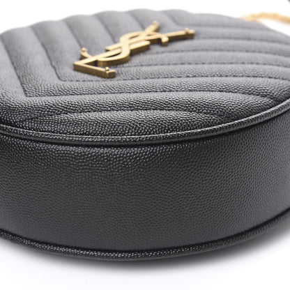 Saint Laurent Grain De Poudre Matelasse Chevron Quilted Round Vinyle Camera Bag Black 8 of 8