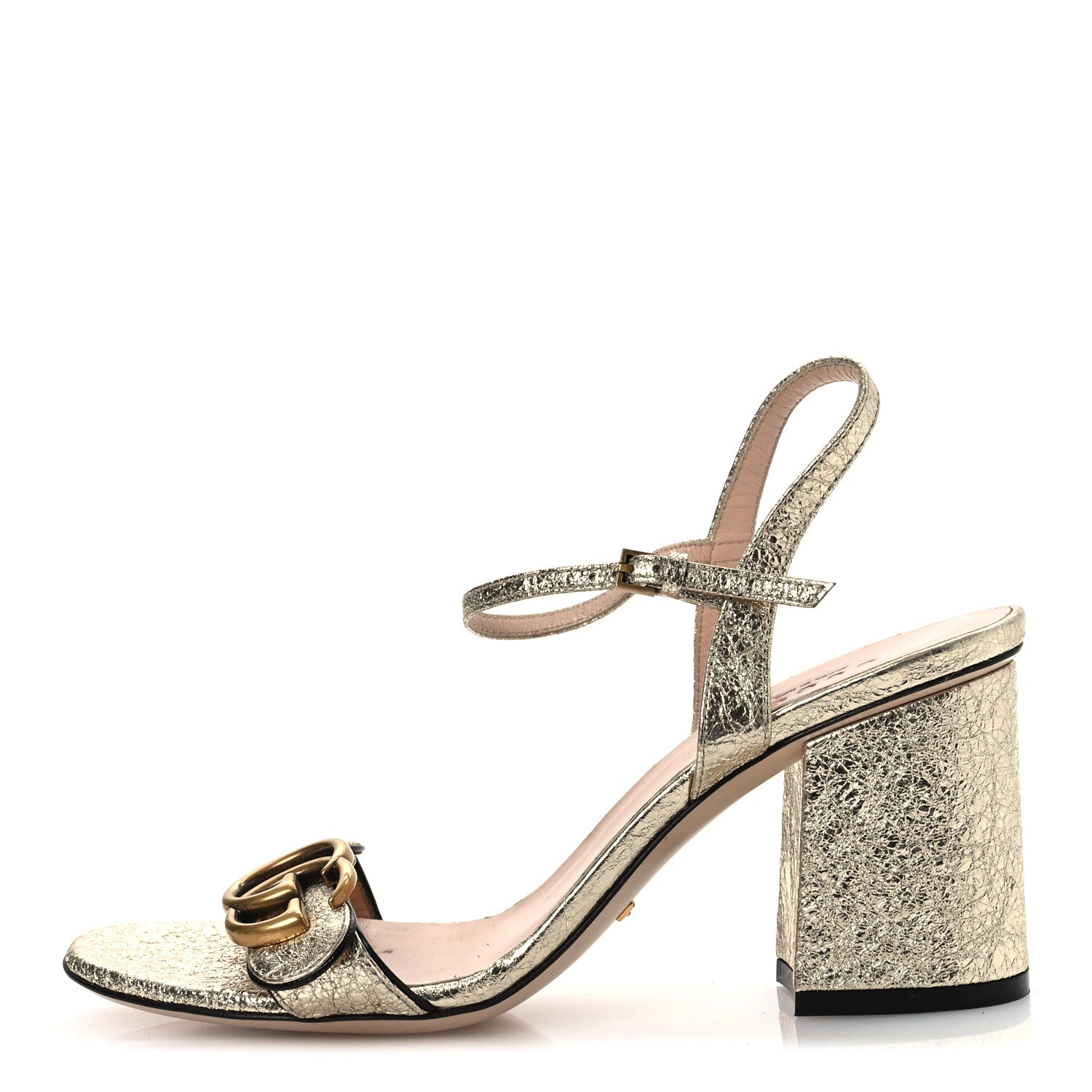 Gucci Galassia GG Marmont Ankle Wrap 75mm Sandals 37 Platino 1 of 11