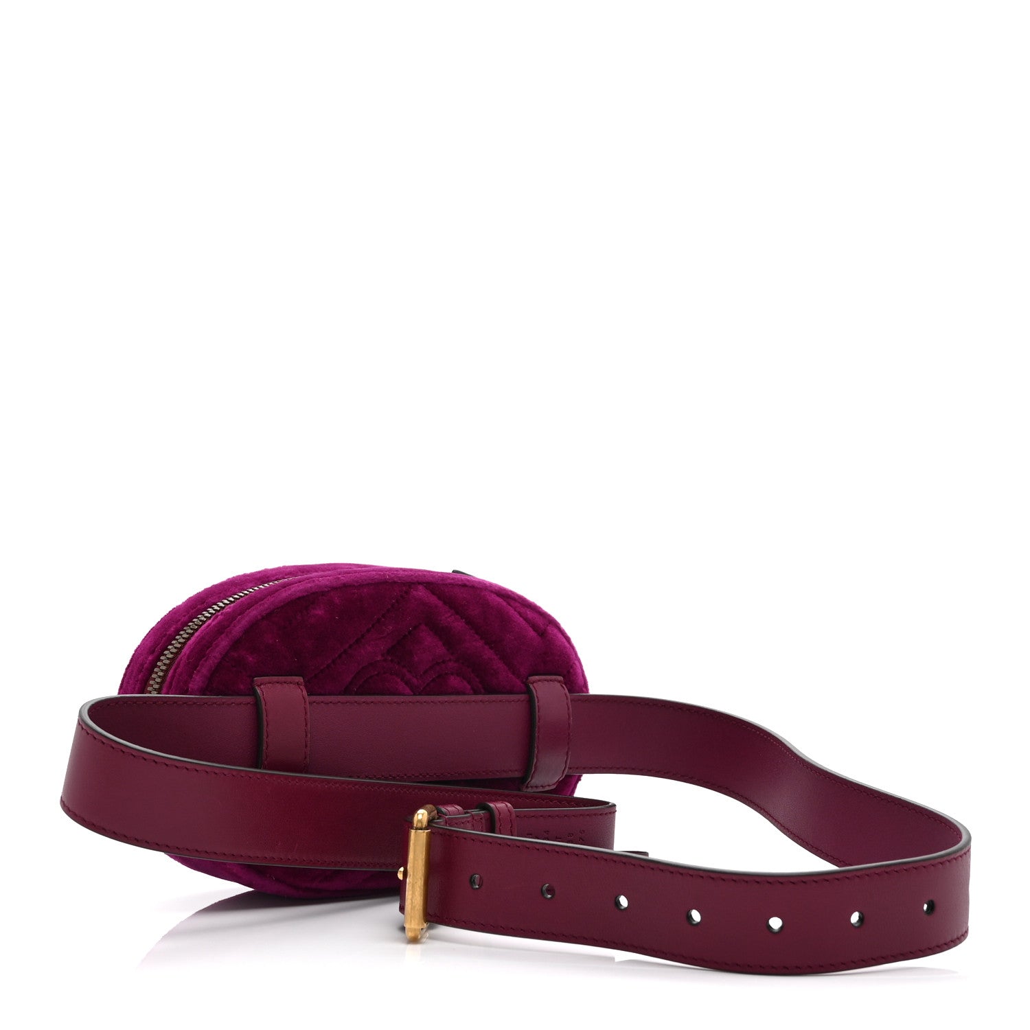Gucci Velvet Matelasse GG Marmont Belt Bag 95 38 Fuchsia Violet Cyclamen 3 of 11