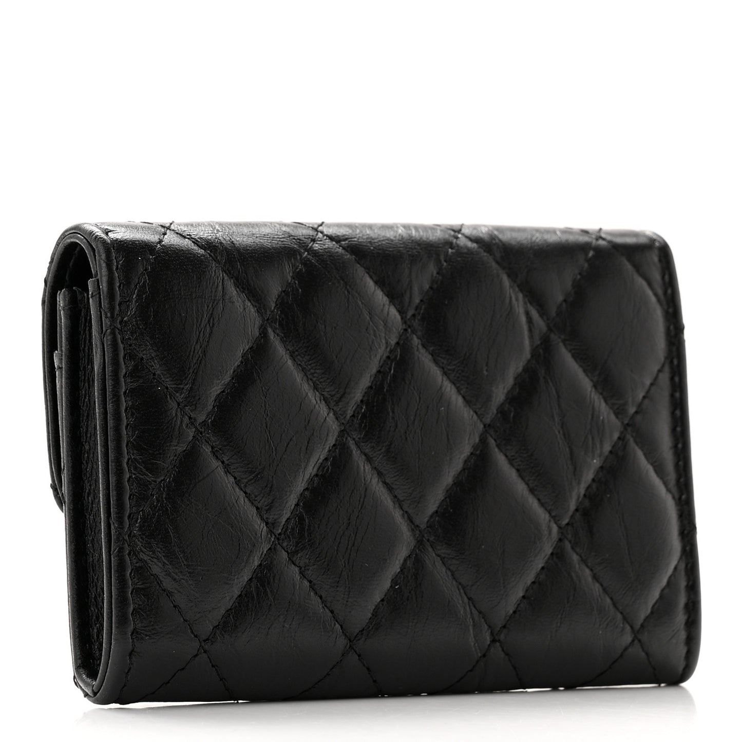 Aged Calfskin Quilted Reissue Flap Card Holder So Black