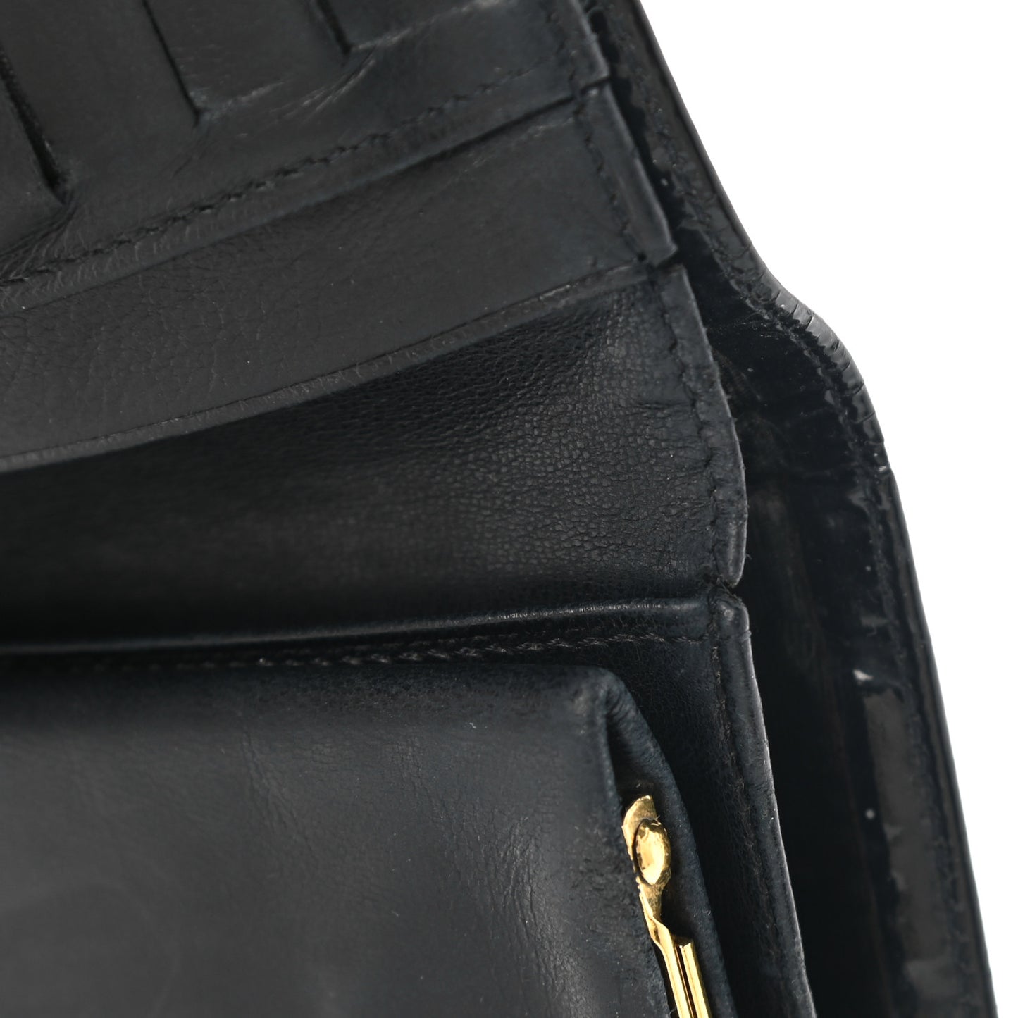 Patent Timeless CC Compact French Wallet Black