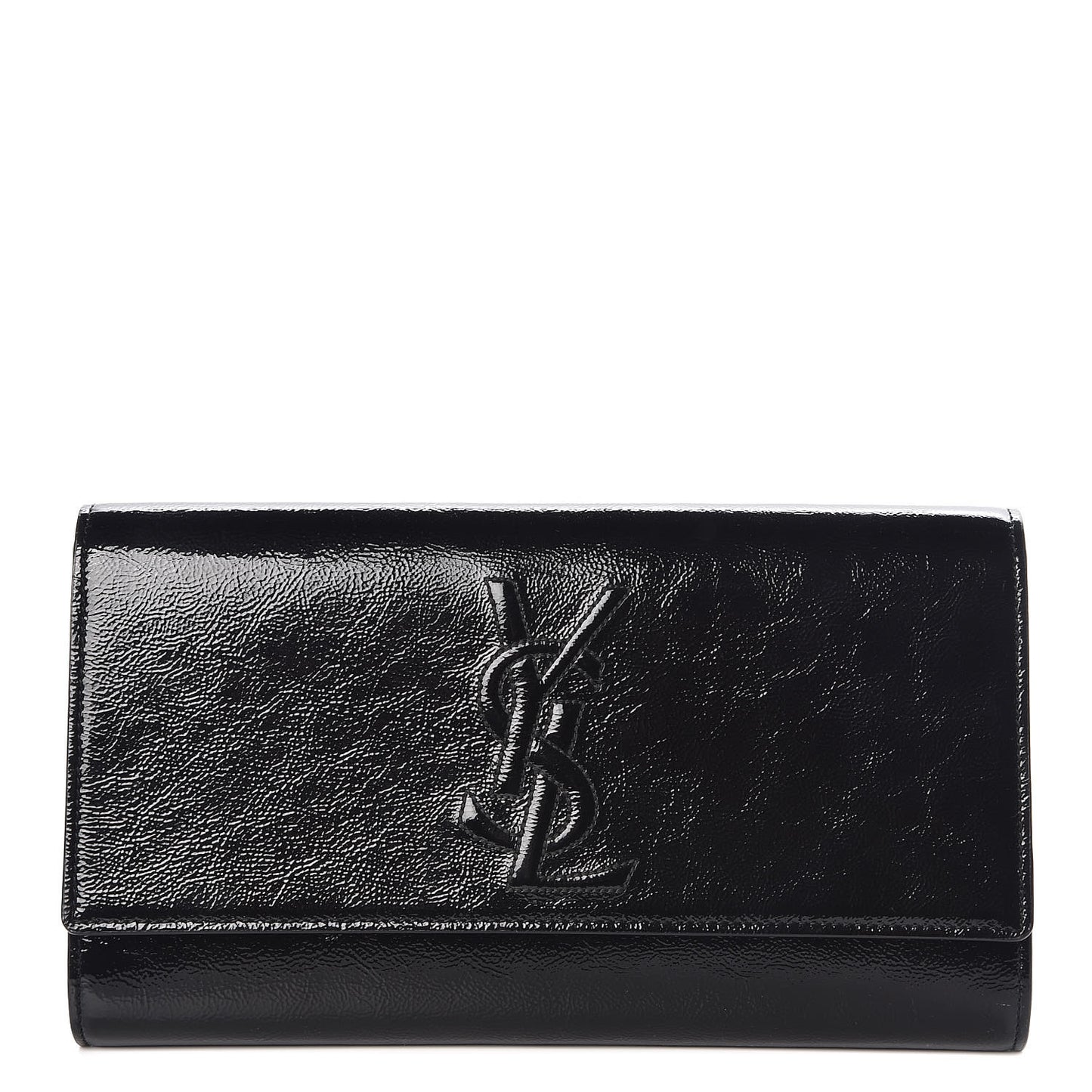 Textured Patent Monogram Large Belle De Jour Clutch Black