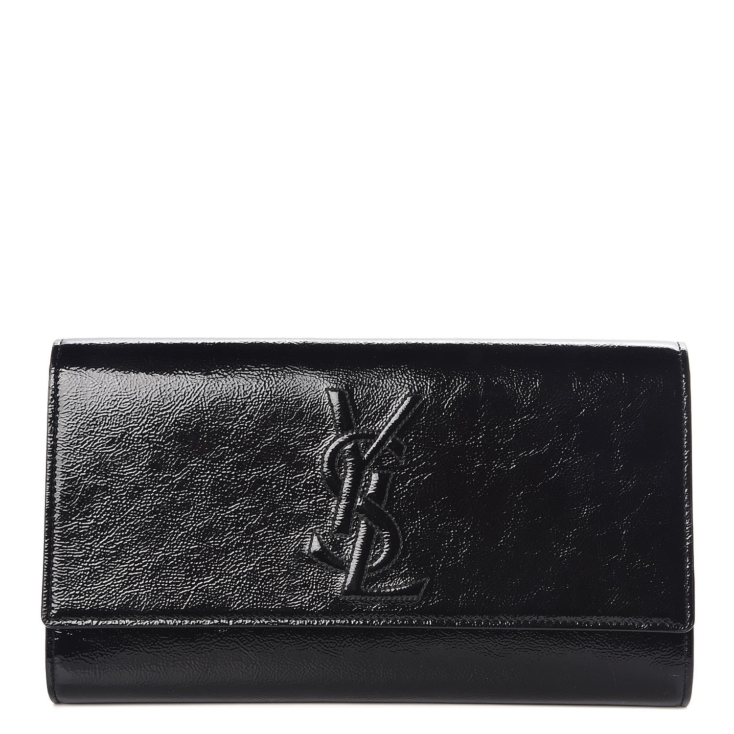 Saint Laurent Textured Patent Monogram Large Belle De Jour Clutch Black 1 of 6