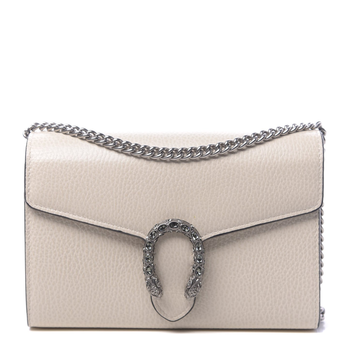Dollar Calfskin Mini Dionysus Chain Wallet Mystic White