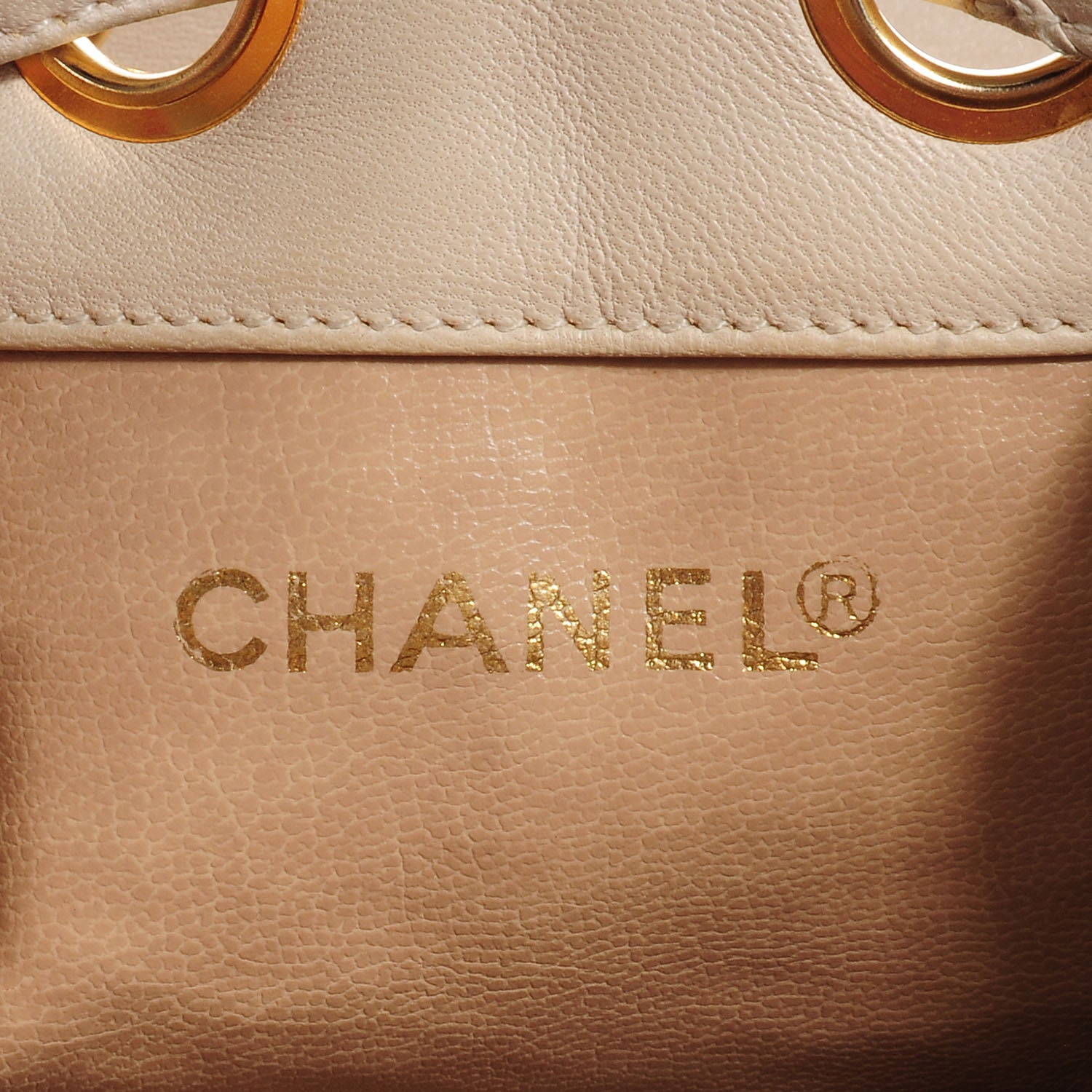 Chanel Lambskin Drawstring Bag Beige 8 of 9