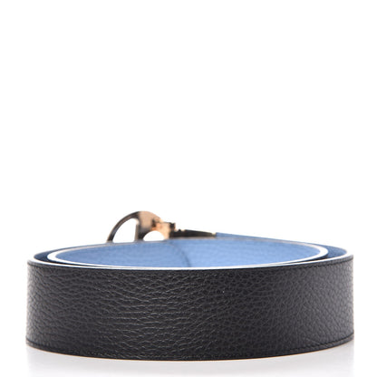 Gucci Dollar Calfskin 1973 Reversible Belt 80 32 Black Mineral Blue 3 of 6